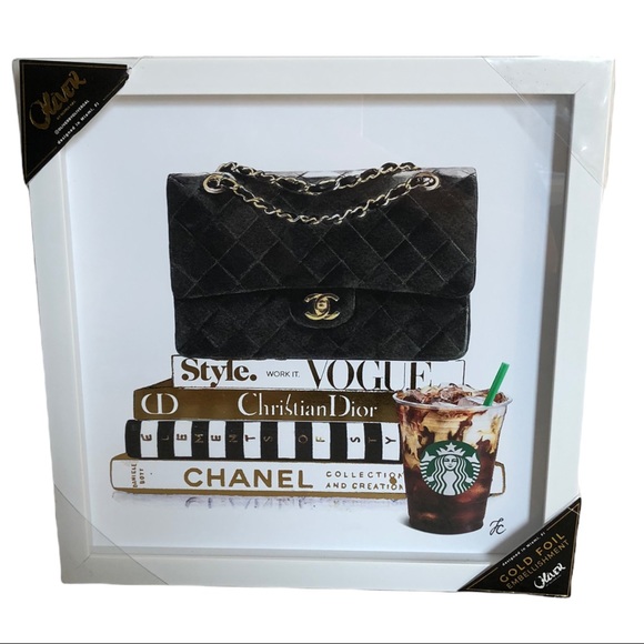 🆕 Oliver Gal Chanel Starbucks Vogue Dior Framed Fashion Glam Artwork - Picture 1 of 2